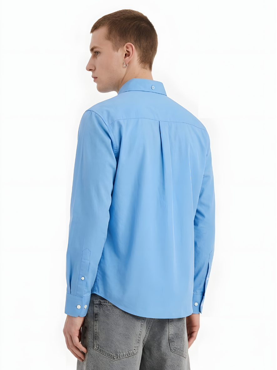 MEN LEI Men Sky Blue Linen Blend Casual Shirt