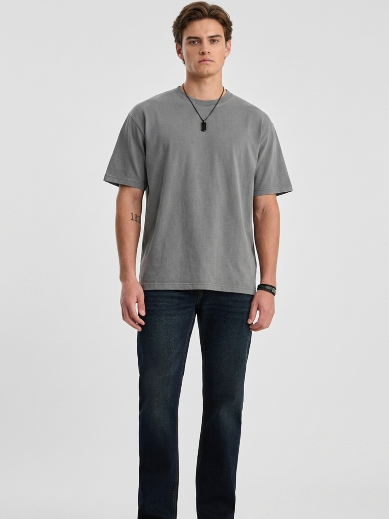 MENLEI Men Dark Light Fade Slim Fit Jeans