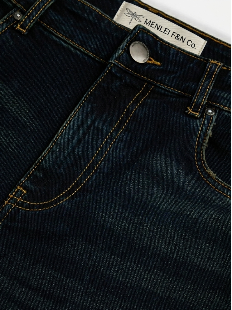 MENLEI Men Dark Light Fade Slim Fit Jeans