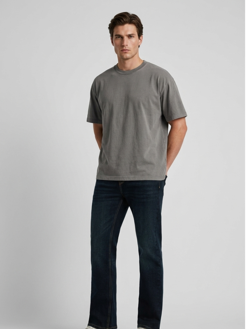 MENLEI Men Dark Light Fade Slim Fit Jeans