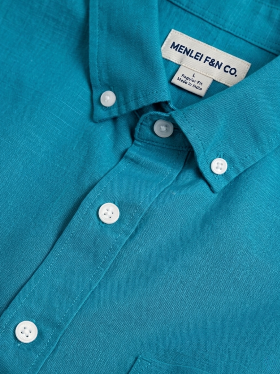 MENLEI teal Linen Blend Shirt